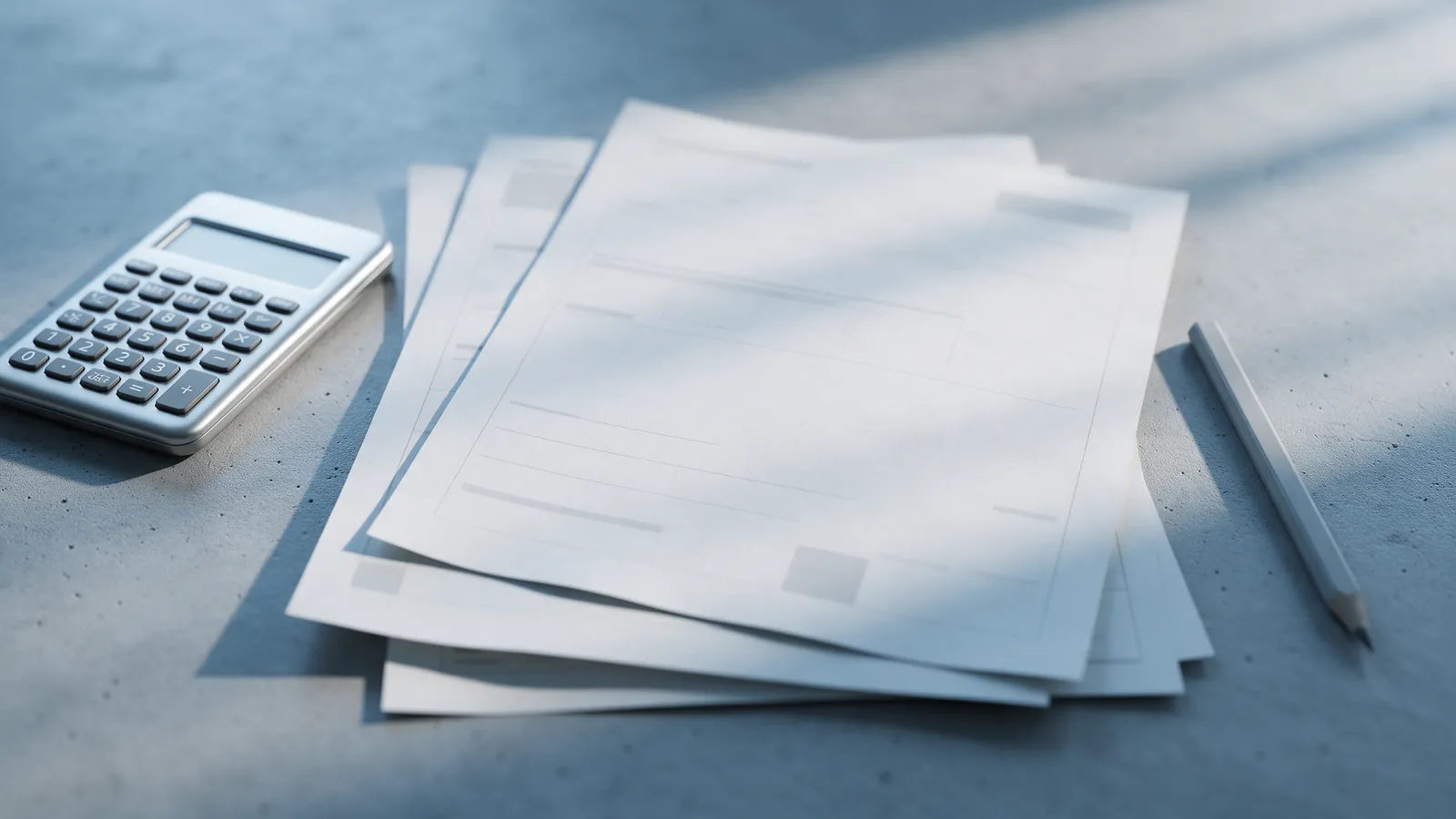 Tres presupuestos de reforma en papel extendidos sobre una mesa gris con calculadora